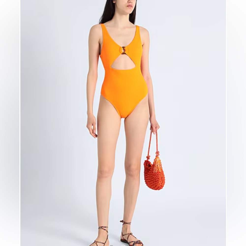 New Roxy Orange Dahlia One Piece Swimsuit. Size M